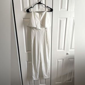 Strapless white jumpsuit